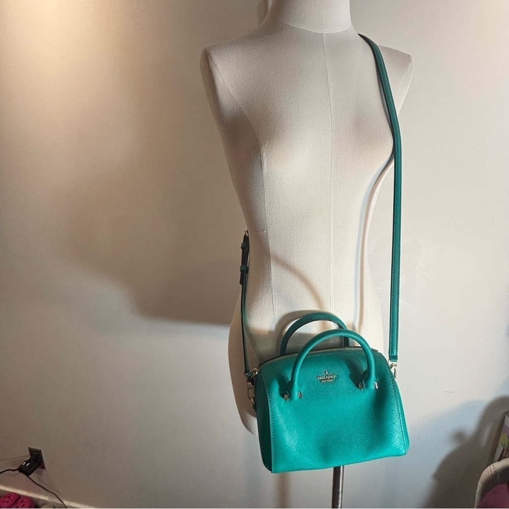 KATE SPADE Kelly Green Crossbody Bag Purse With Top Handle Leather